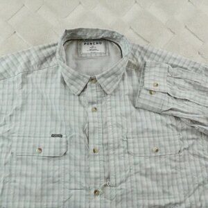 Poncho Button Up Shirt Mens 2XL Plaid Gray Regular Fit FLAWS